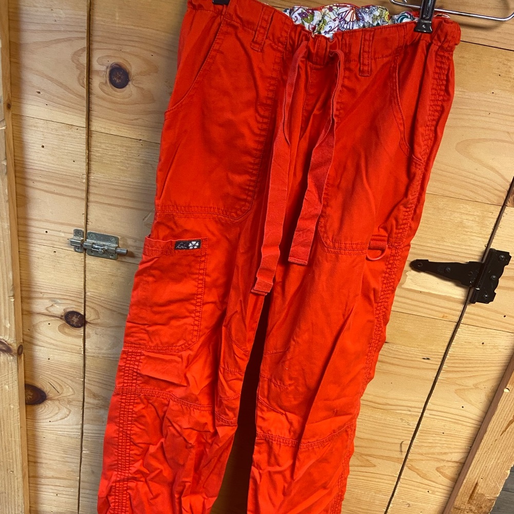 Red koi scrub pants